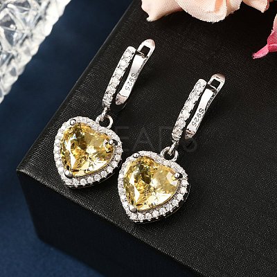 925 Sterling Silver Micro Pave Cubic Zirconia Dangle Hoop Earrings EJEW-F371-01C-02-1