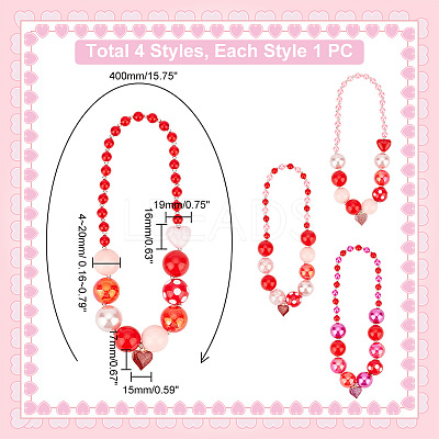 4Pcs 4 Color Alloy Enamel Pendant Necklaces Set NJEW-AB00006-1