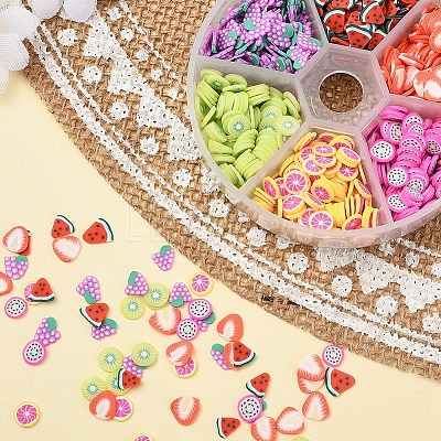 1800Pcs 6 Style Fruit Theme Handmade Polymer Clay Cabochons CLAY-YW0001-22-1