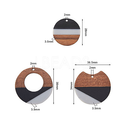 Tri-color Resin & Wood Pendants RESI-CJ0001-15-1