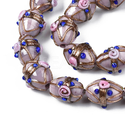 Handmade Gold Sand Lampwork Beads Strands LAMP-N021-40B-1