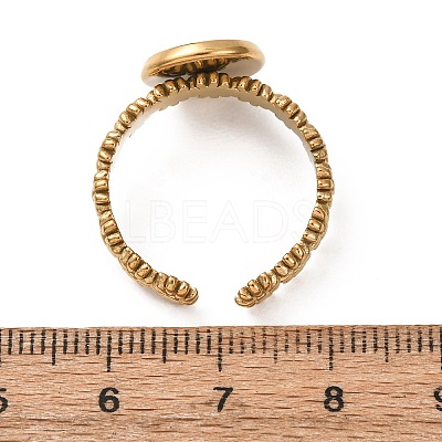 Flower 304 Stainless Steel Cuff Ring Components STAS-P454-05B-G-1