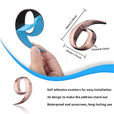 10Pcs 10 Styles 3D Digits ABS Plastic Room Number Plaque FIND-GL0001-47-1