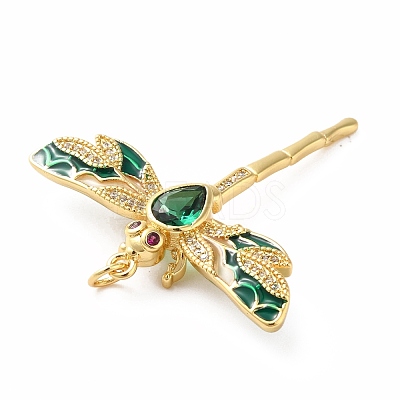 Rack Plating Brass Micro Pave Cubic Zirconia Pendants KK-E281-07G-01-1