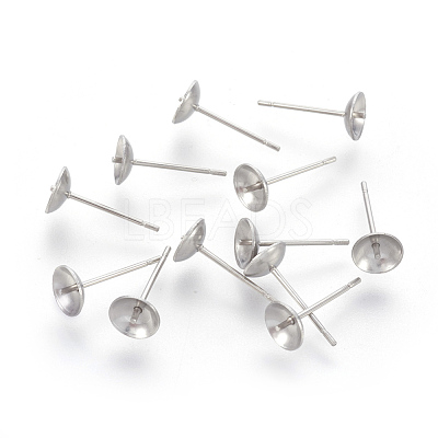 Non-Tarnish Stainless Steel Stud Earring Findings STAS-F186-02P-6mm-1