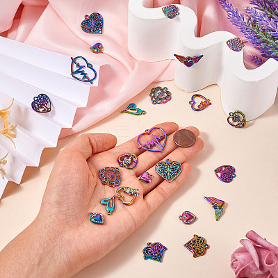 24Pcs 12 Style Rainbow Color Alloy Pendants FIND-TA0003-91-1