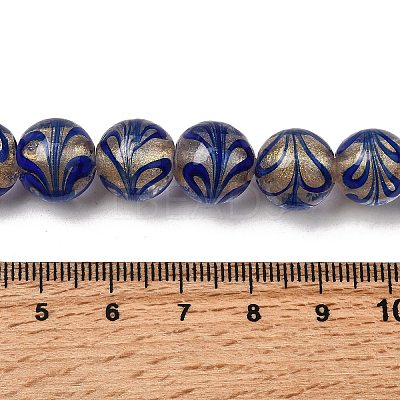 Gold Sand Lampwork Beads Strands LAMP-P071-12mm-05-1