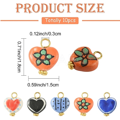 10Pcs 5 Colors Handmade Porcelain Pendants PALLOY-YW00134-1
