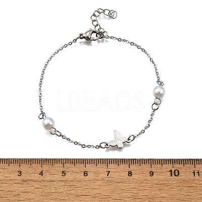 304 Stainless Steel Butterfly Link Bracelets BJEW-C098-01C-P-1