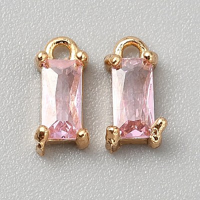 Golden Plated Brass Cubic Zirconia Charms ZIRC-WH0015-01G-07-1