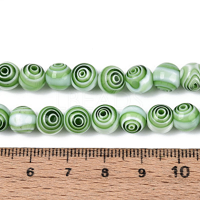 Handmade Millefiori Glass Round Beads Strands LK-R004-93C-1