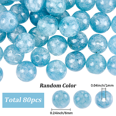 80Pcs Dyed Natural Quartz Round Beads G-SP0001-32-1