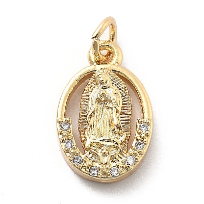 Rack Plating Brass with Cubic Zirconia Pendants KK-Q017-06D-G-1