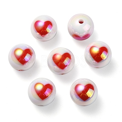 UV Plating Rainbow Iridescent Acrylic Beads OACR-F004-09H-1