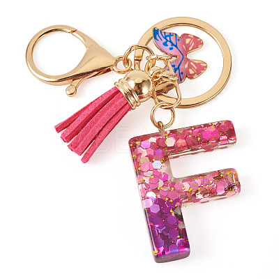 Alloy Resin Butterfly Keychains KEYC-TADJ0002-02G-F-1