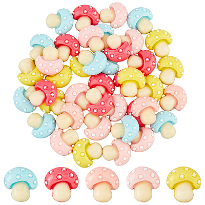 60Pcs 5 Colors Opaque Resin Cabochons RESI-DC0001-20-1