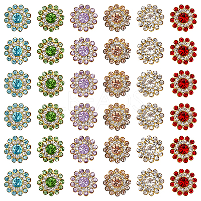 120Pcs 6 Colors Alloy Rhinestone Snap Buttons DIY-CY0002-30-1