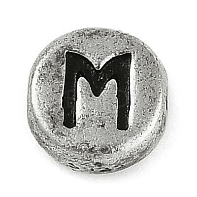 925 Sterling Silver Flat Round with Letter Beads LS-STER-G044-01AS-M-1