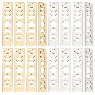 16Pcs 2 Colors 201 Stainless Steel Pendants STAS-SC0005-10-1