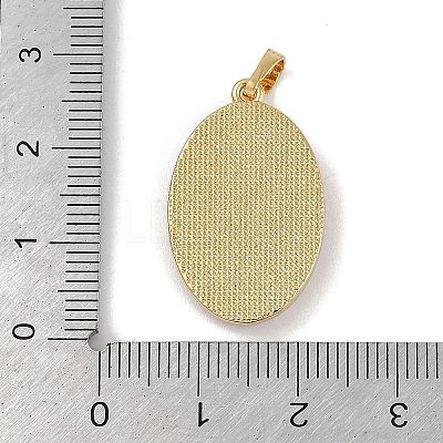 Rack Plating Brass Pave Shell Oval Pendants KK-U032-92G-10-1