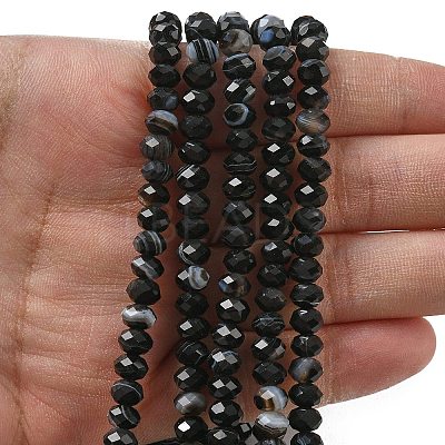 Natural Banded Agate Beads Strands G-D344-A34-01-1