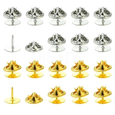 50Pcs 2 Colors Brass Butterfly Clutches Pin Backs KK-CJ0002-54-1