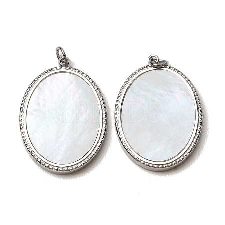 303 Stainless Steel & Natural Shell Pendants SH-CBA1E47-04P-1