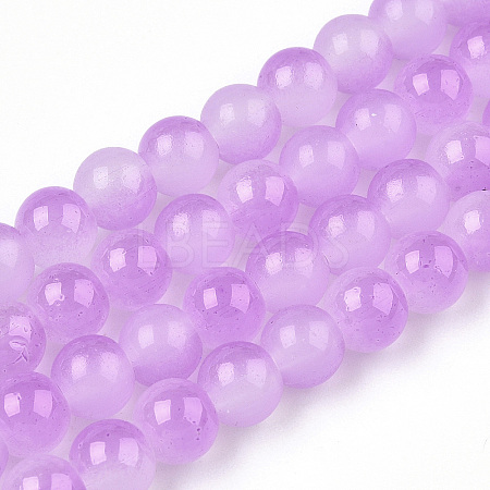 Baking Paint Imitation Jade Glass Round Bead Strands DGLA-N003-8mm-05-1