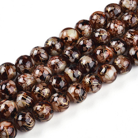 Baking Paint Glass Beads Strands DGLA-N003-10mm-B06-1