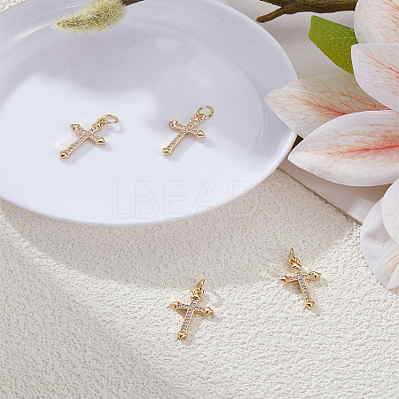 4Pcs Brass Micro Pave Cubic Zirconia Pendants ZIRC-LP0001-55G-1