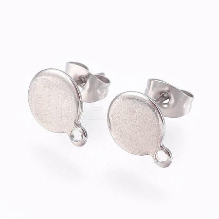 Non-Tarnish 304 Stainless Steel Stud Earring Findings STAS-G178-02P-8mm-1