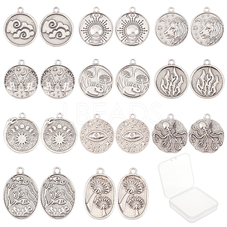 22Pcs 11 Style Tibetan Style Alloy Pendant Enamel Settings FIND-SC0002-23-1
