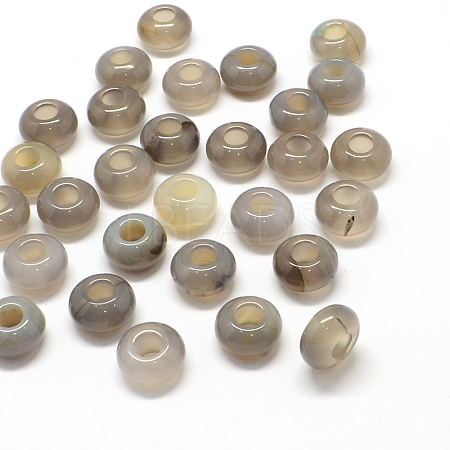 Natural Grey Agate European Large Hole Beads X-G-Q442-05-1