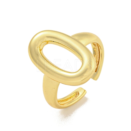 Rack Plated Brass Oval Open Cuff Ring for Women RJEW-Z039-05G-1