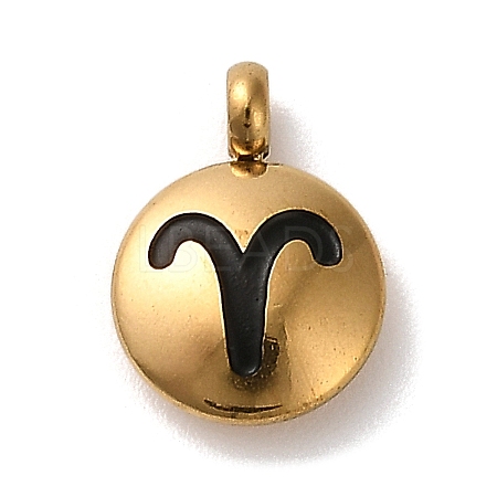 304 Stainless Steel Black Enamel Charms STAS-R009-02G-01-1