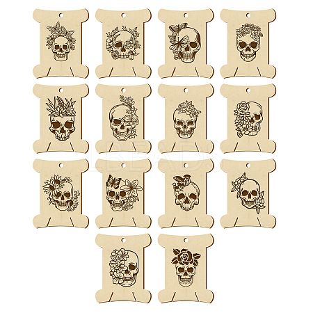 14Pcs 14 Style Plywood Thread Winding Boards WOOD-WH0060-09-1