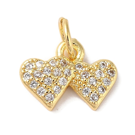 Rack Plating Brass & Clear Cubic Zirconia Pendants KK-L216-051G-1