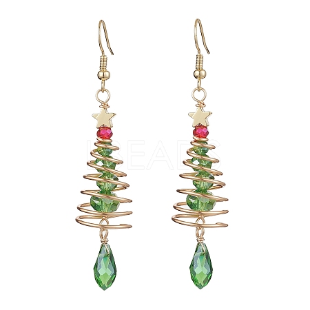 Copper Wired Glass Dangle Earrings EJEW-JE05917-1