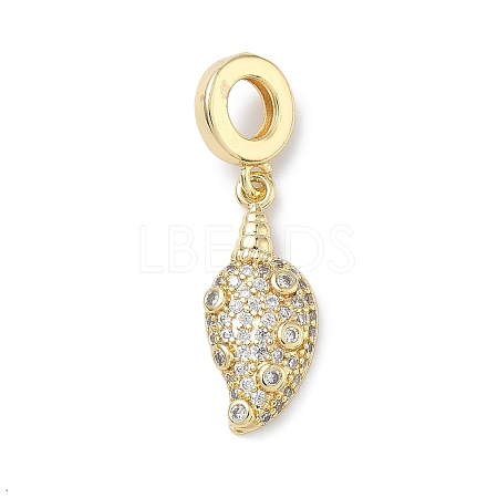 Brass Micro Pave Clear Cubic Zirconia Sea Animals European Dangle Charms KK-Z143-02G-03-1
