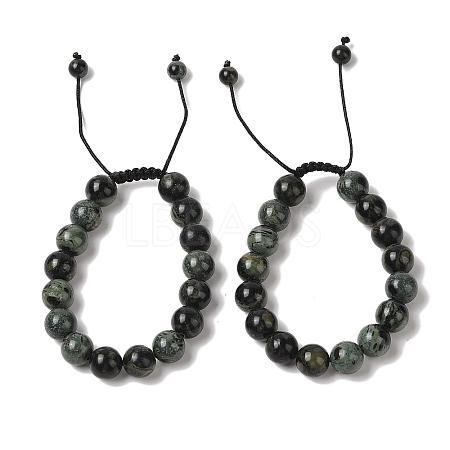10mm Round Natural Kambaba Jasper Braided Bead Bracelets BJEW-C067-01C-21-1