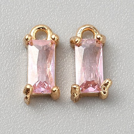 Golden Plated Brass Cubic Zirconia Charms ZIRC-WH0015-01G-07-1