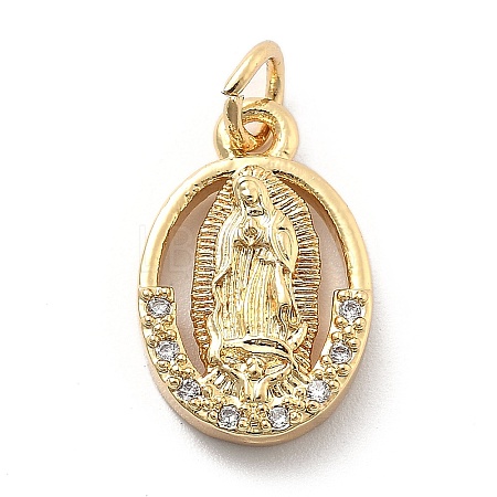 Rack Plating Brass with Cubic Zirconia Pendants KK-Q017-06D-G-1