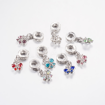 Alloy Rhinestone European Dangle Charms PALLOY-F199-44-1