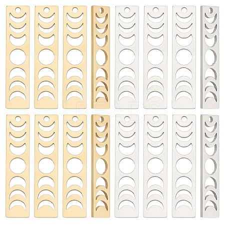 16Pcs 2 Colors 201 Stainless Steel Pendants STAS-SC0005-10-1