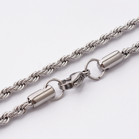 304 Stainless Steel Rope Chain Necklaces STAS-O056-A-10-1