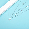 Elegant Double-layer 304 Stainless Steel Moon Star Pendant Necklaces for Women LZ1319-2-3
