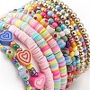 11Pcs 10 Style Synthetic Turquoise(Dyed) & Hematite & Millefiori Glass Stretch Bracelets Set with Word Happy Beaded BJEW-JB08832-6