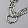 Alloy Heart Link PU Leather Punk Choker Necklaces for Women NJEW-WH0028-19P-01-2