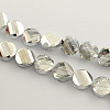 Half Plated Faceted Flat Round Glass Beads EGLA-S098-10-2