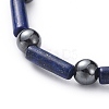 Natural Lapis Lazuli & Non-Magnetic Synthetic Hematite Beads Stretch Bracelets BJEW-JB04691-04-2